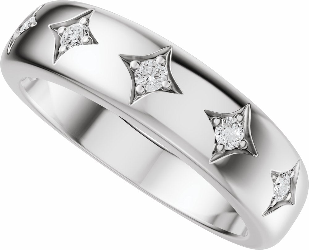 14K White Gold 1/10 CTW Natural Diamond Anniversary Band
