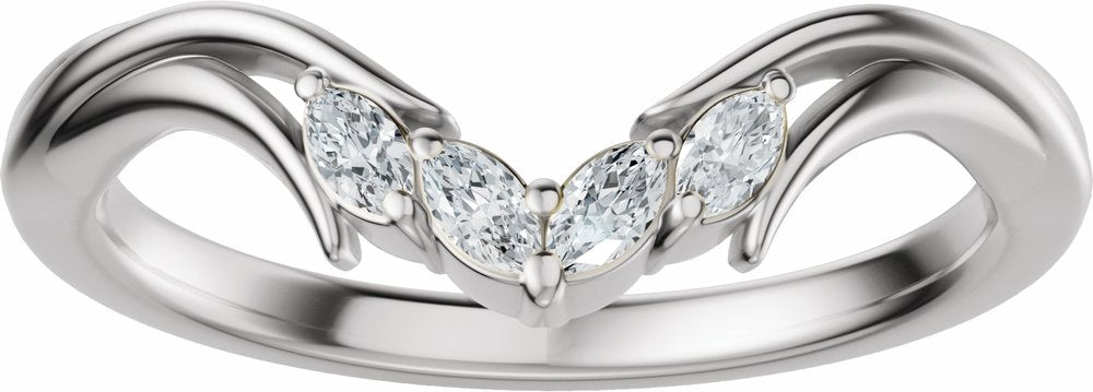 14K White Gold 1/8 CTW Natural Diamond Contour Band