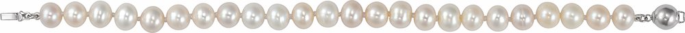 Sterling Silver 8-9 mm Cultured White Freshwater Pearl 7 3/4" Bracelet