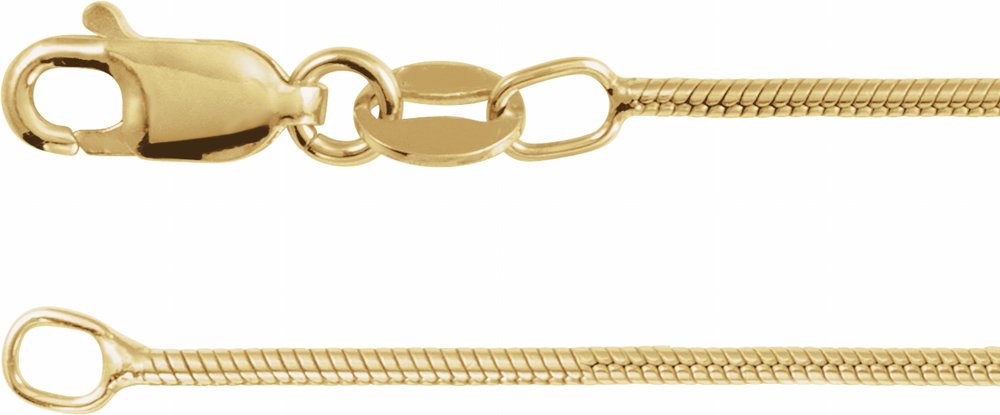 14K Yellow Gold-Filled 1.2 mm Round Snake 16" Chain
