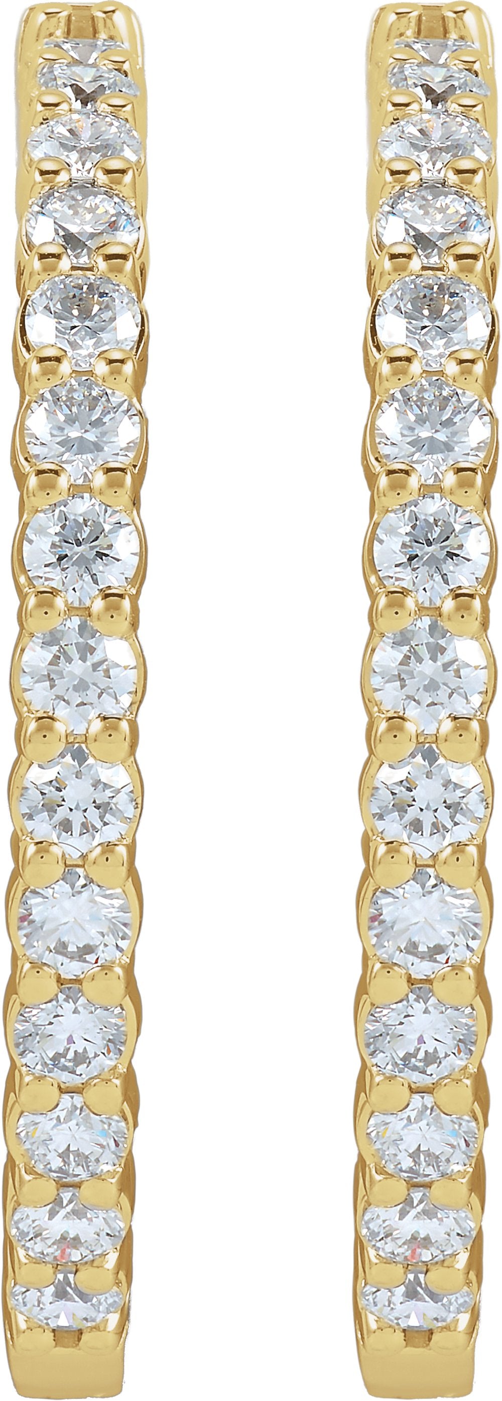 14K Yellow Gold 5 CTW Lab-Grown Diamond Inside-Outside Hinged 37.8 mm Hoop Earrings