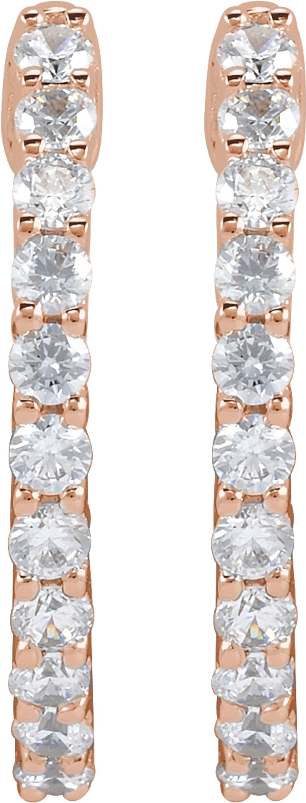 14K Rose Gold 3/4 CTW Lab-Grown Diamond Inside-Outside Hinged 17.2 mm Hoop Earrings