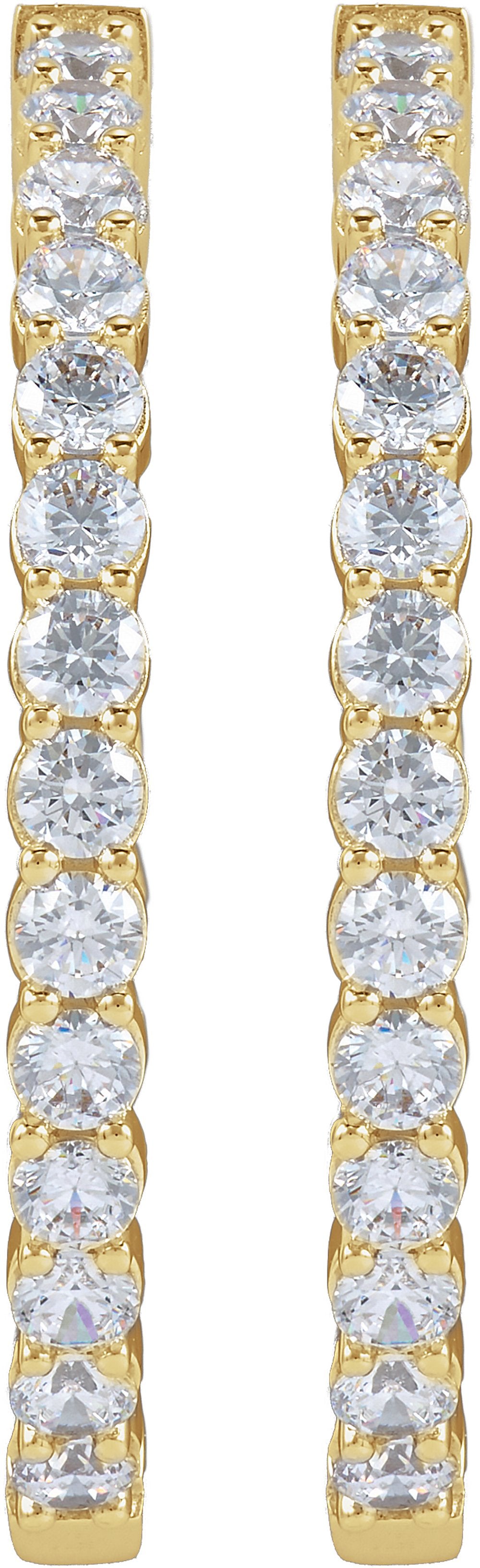 14K Yellow Gold 4 CTW Lab-Grown Diamond Inside-Outside Hinged 36 mm Hoop Earrings