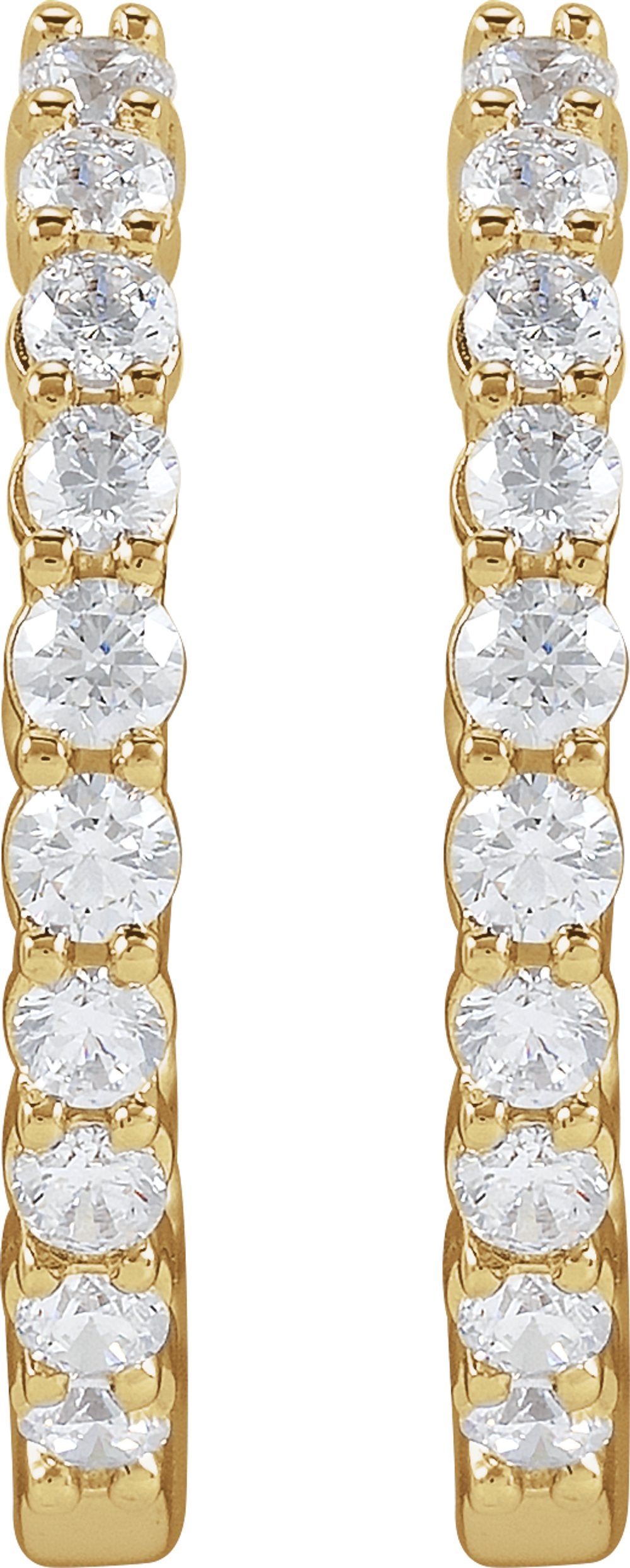 14K Yellow 1 CTW Lab-Grown Diamond Inside-Outside Hinged 19.3 mm Hoop Earrings