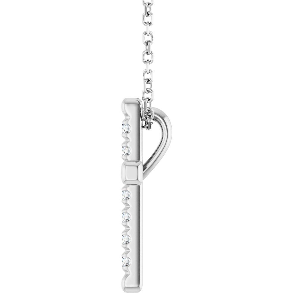14K White Gold 1/4 CTW Lab-Grown Diamond French-Set Cross 16-18" Necklace