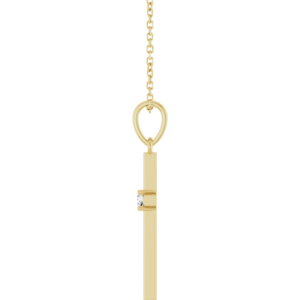 14K Yellow Gold .06 CT Natural Diamond Cross 16-18" Necklace