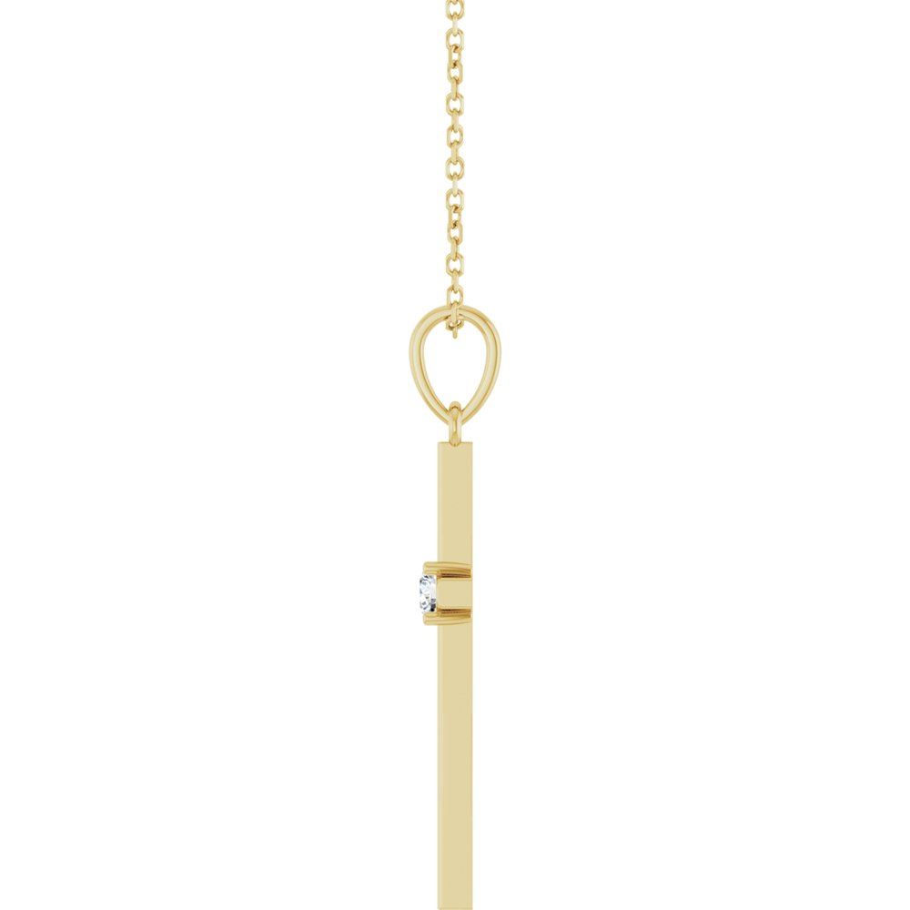 14K Yellow 1/10 CT Natural Diamond Cross 16-18" Necklace