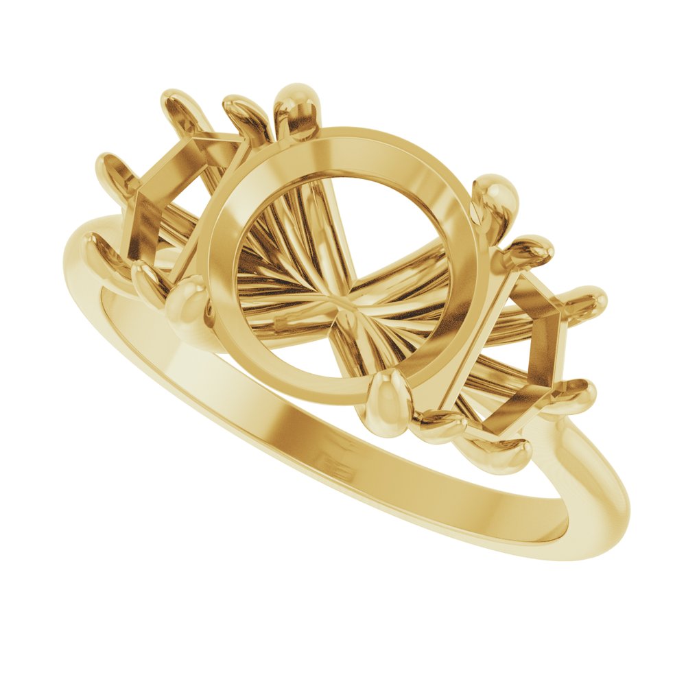14K Yellow Gold 8.2 mm Round Three-Stone Engagement Ring Mounting