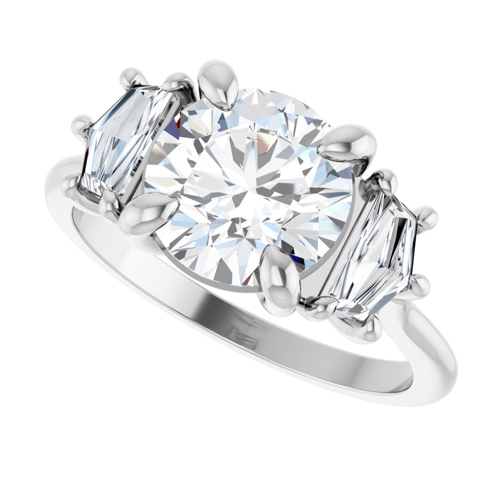 14K White Gold 2 3/8 CTW Lab-Grown Diamond Three-Stone Engagement Ring