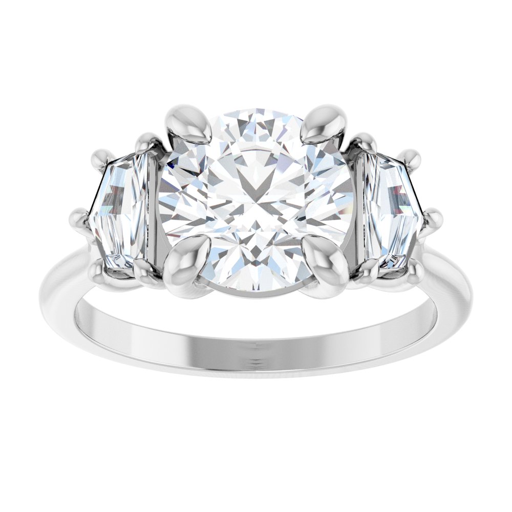 14K White Gold 2 3/8 CTW Lab-Grown Diamond Three-Stone Engagement Ring