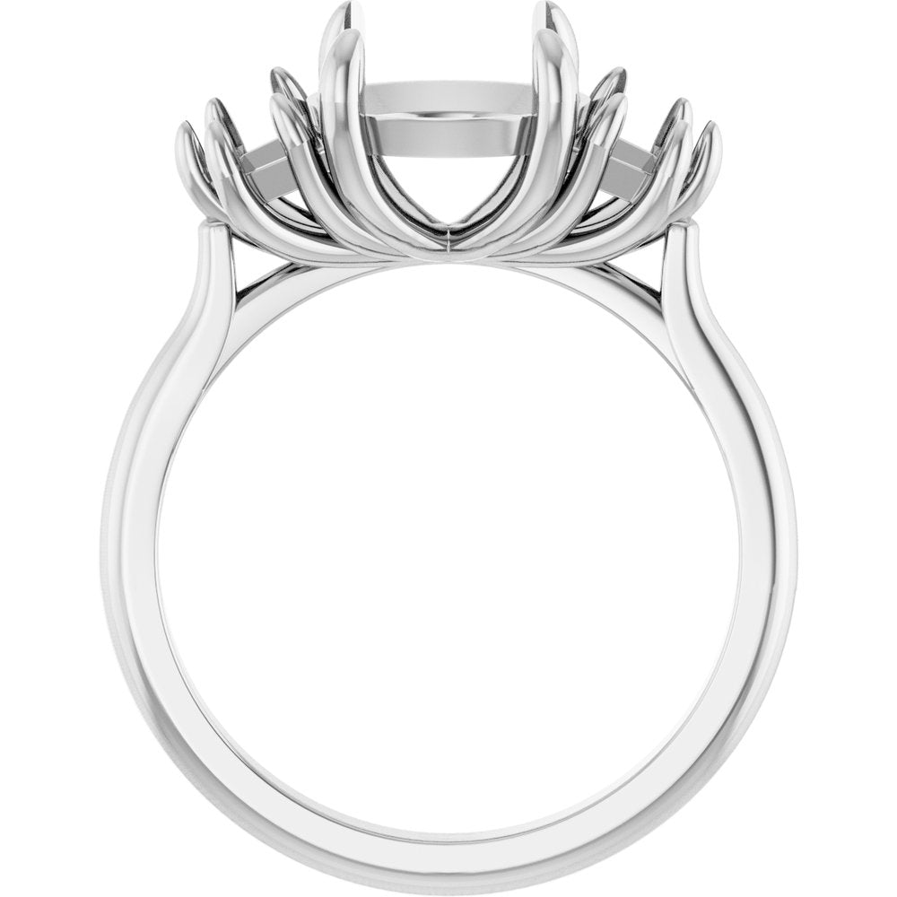 14K White Gold 8.2 mm Round Three-Stone Engagement Ring Mounting