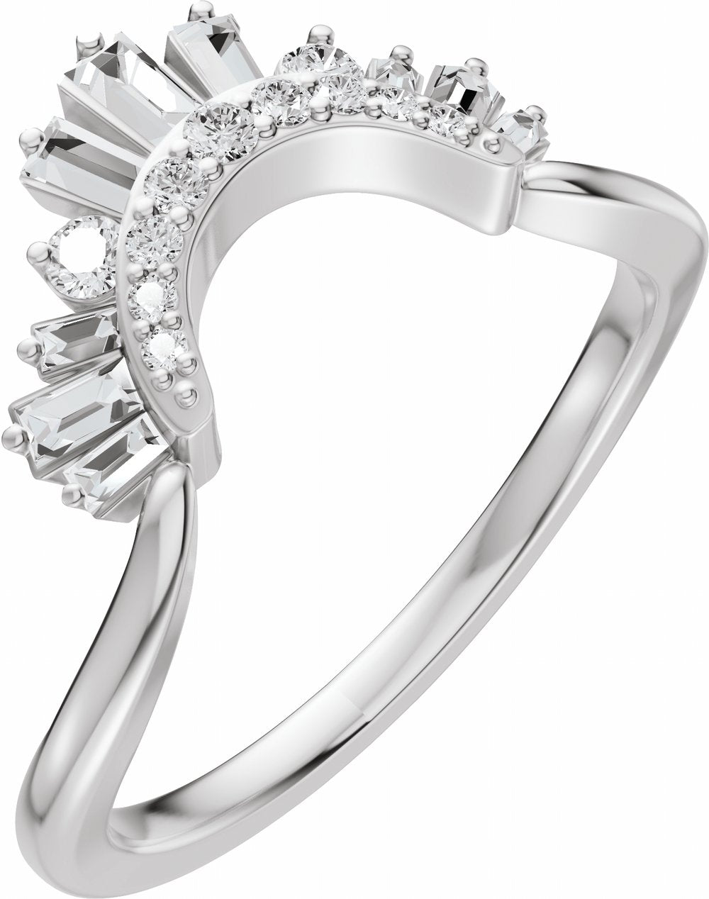 14K White Gold 1/3 CTW Natural Diamond Contour Band
