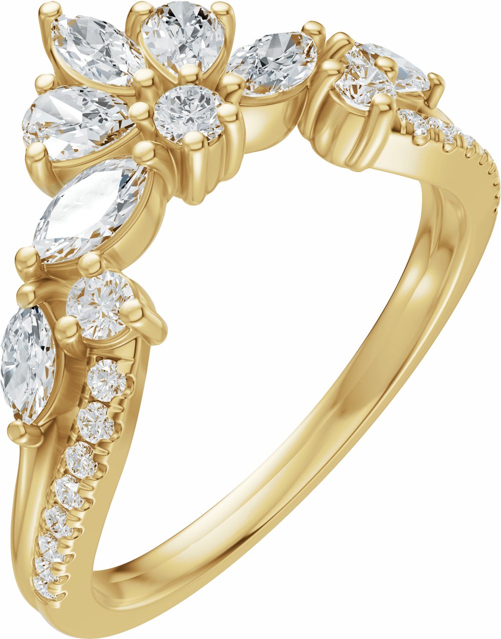 14K Yellow Gold 3/4 CTW Lab-Grown Diamond Contour Band