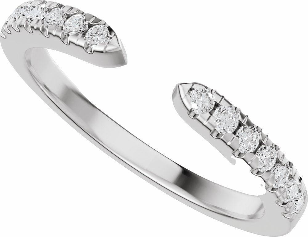 14K White Gold 1/6 CTW Natural Diamond Open Band Size 7