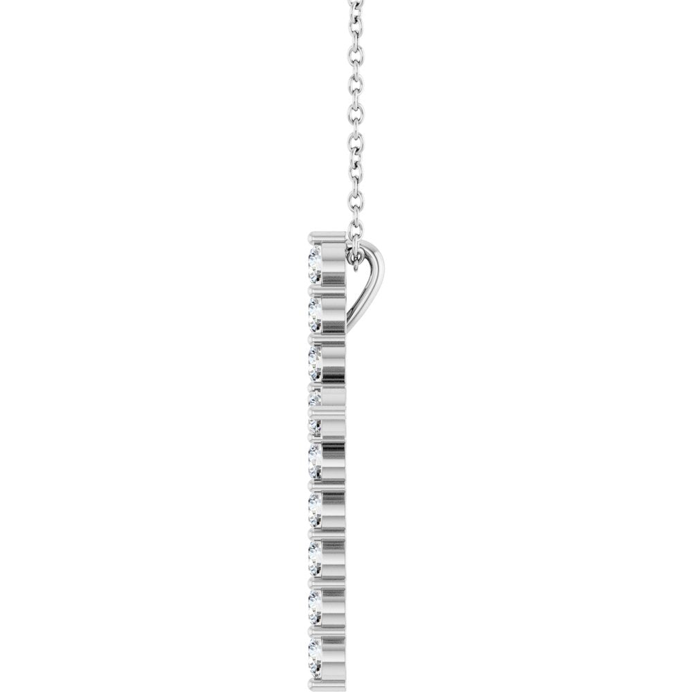 14K White Gold 3/4 CTW Natural Diamond Cross 16-18" Necklace