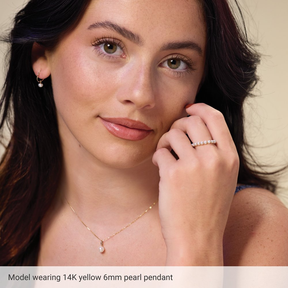 14K White Gold Cultured White Akoya Pearl Charm/Pendant