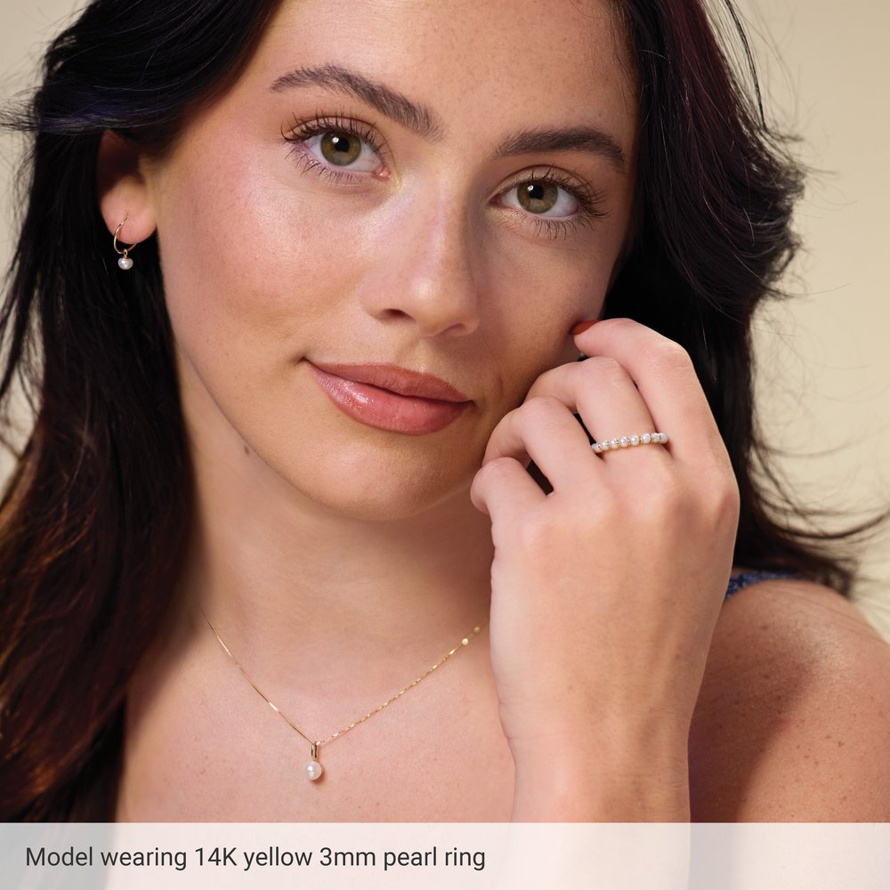 14K Yellow Gold Cultured White Freshwater Pearl Ring