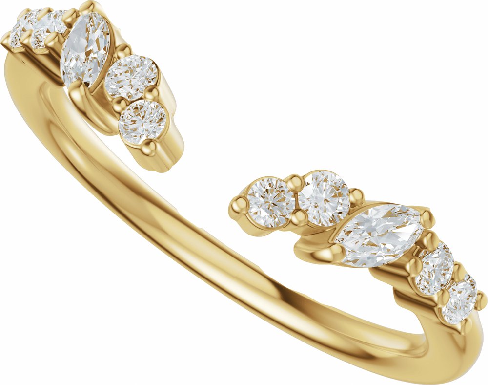 14K Yellow Gold 1/4 CTW Lab-Grown Diamond Open Band Size 5