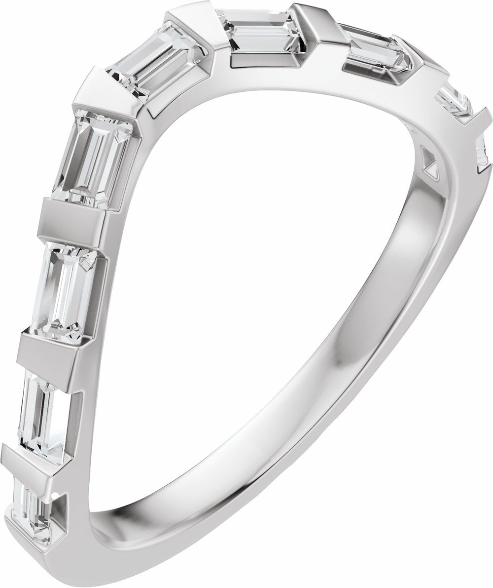 14K White Gold 3/8 CTW Natural Diamond Contour Band