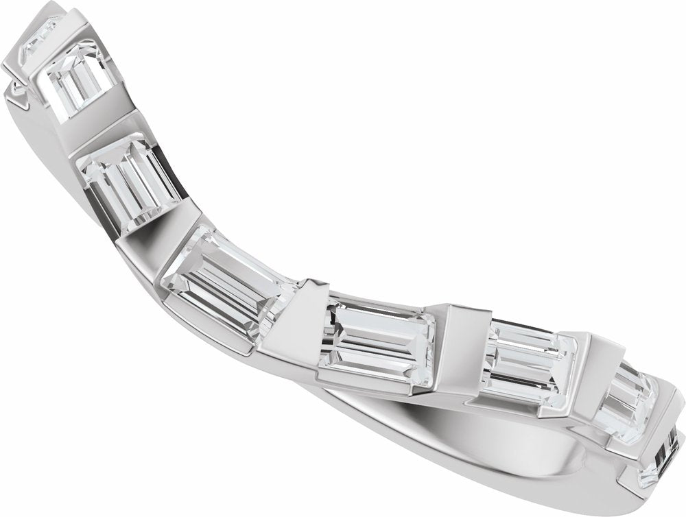 14K White Gold 3/8 CTW Natural Diamond Contour Band