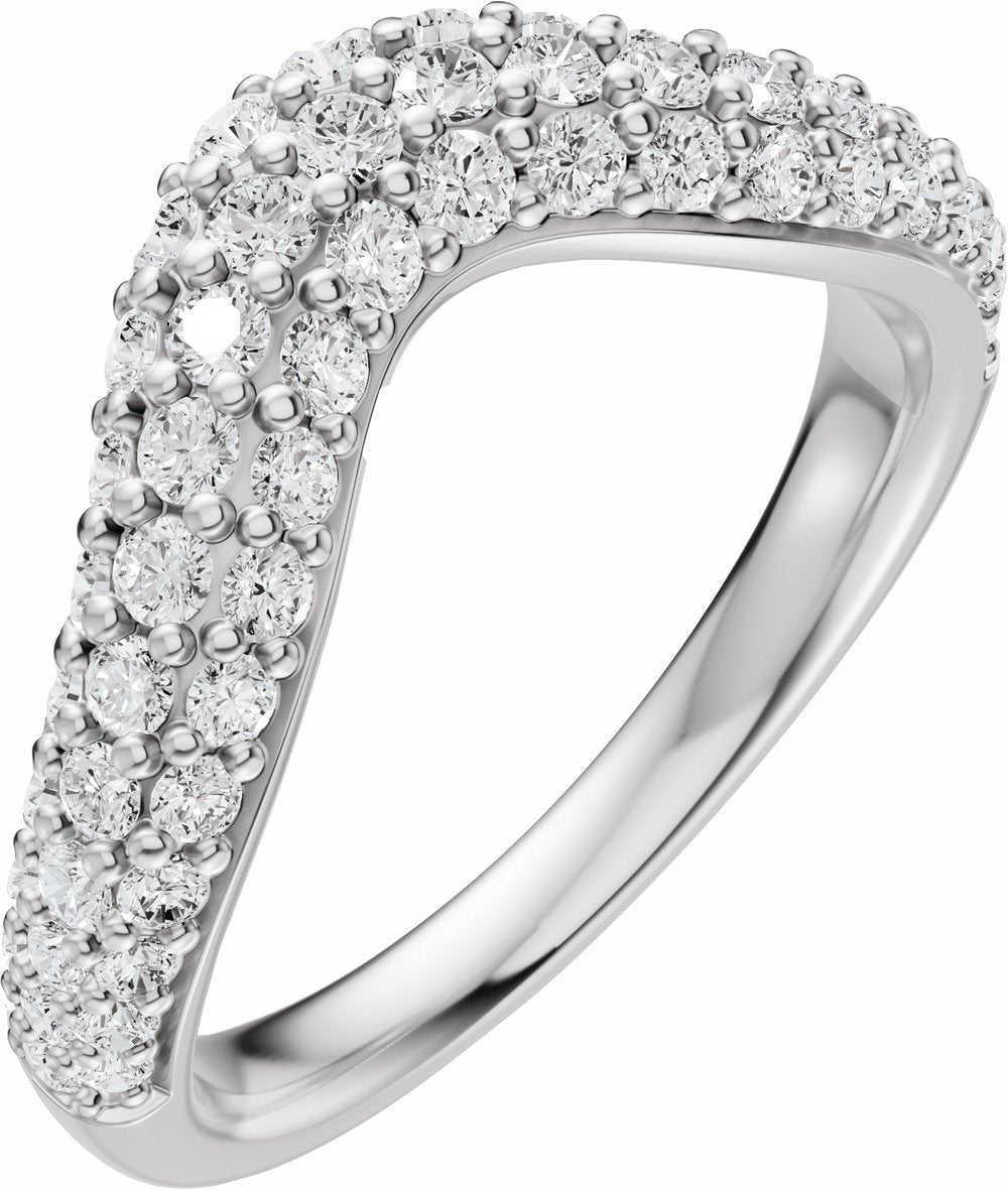 14K White Gold 7/8 CTW Lab-Grown Diamond Contour Band