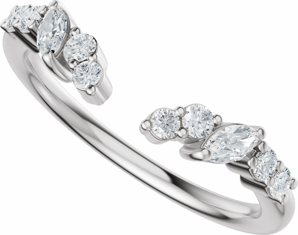14K White Gold 1/4 CTW Natural Diamond Open Band Size 7