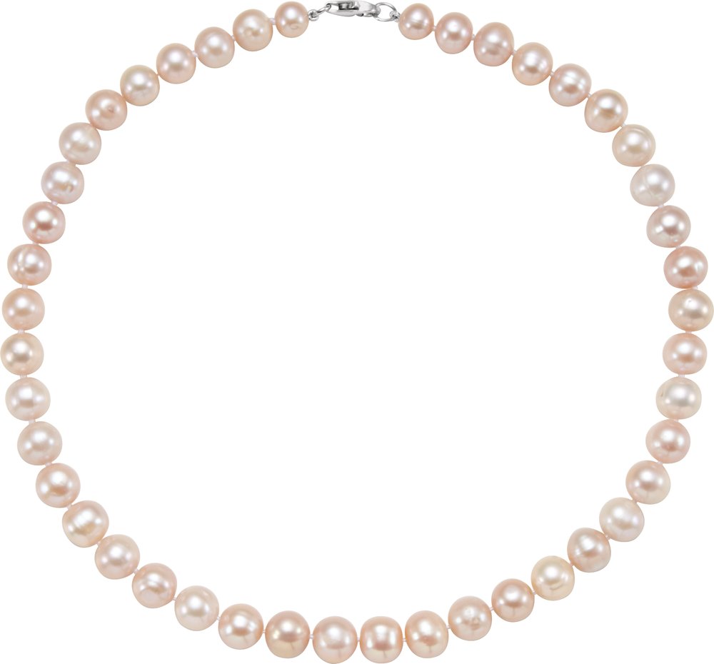 Sterling Silver Cultured Pink Freshwater Pearl 18" Necklace