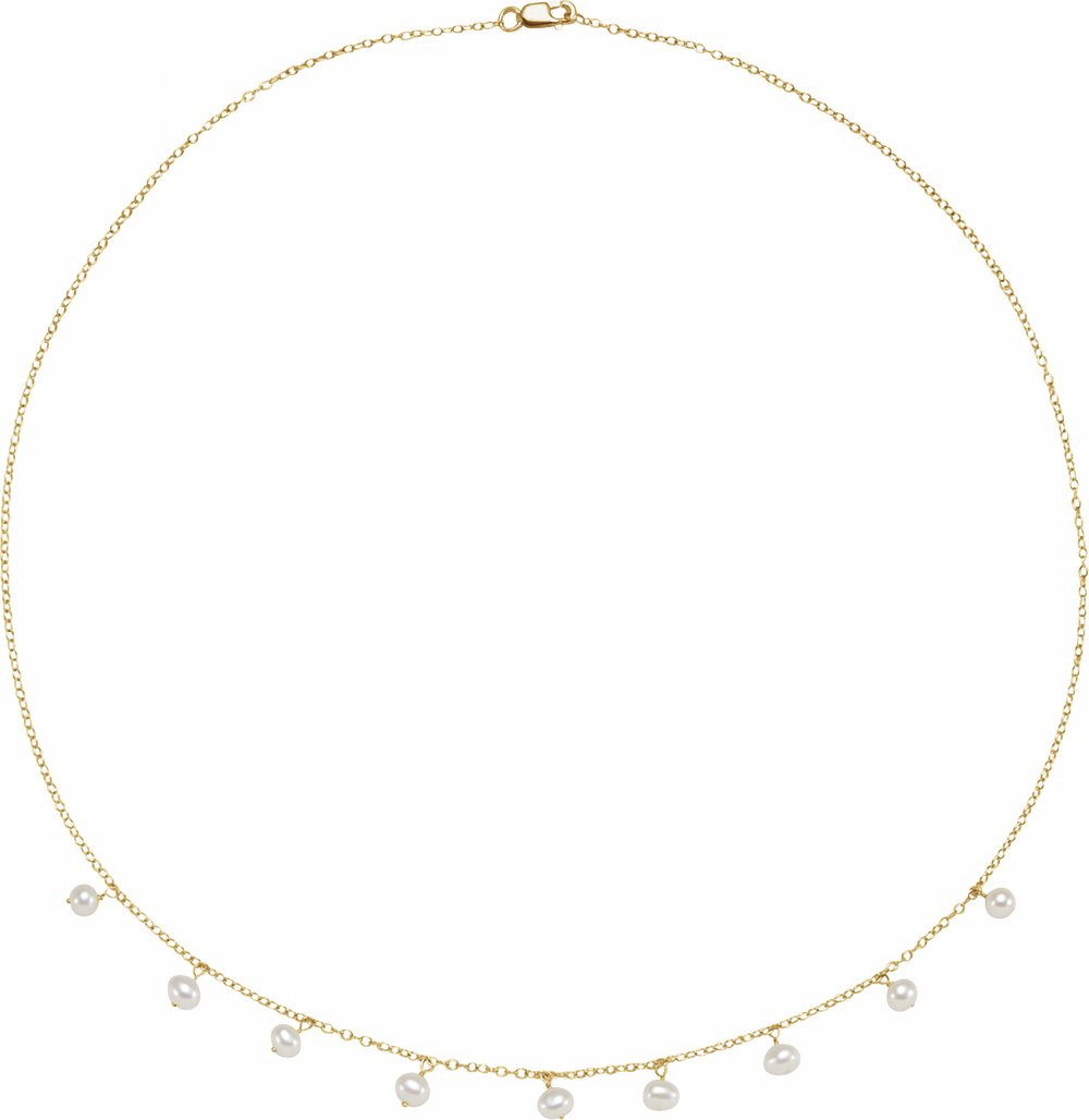 14K Yellow Gold Cultured White Freshwater Pearl 18" Necklace