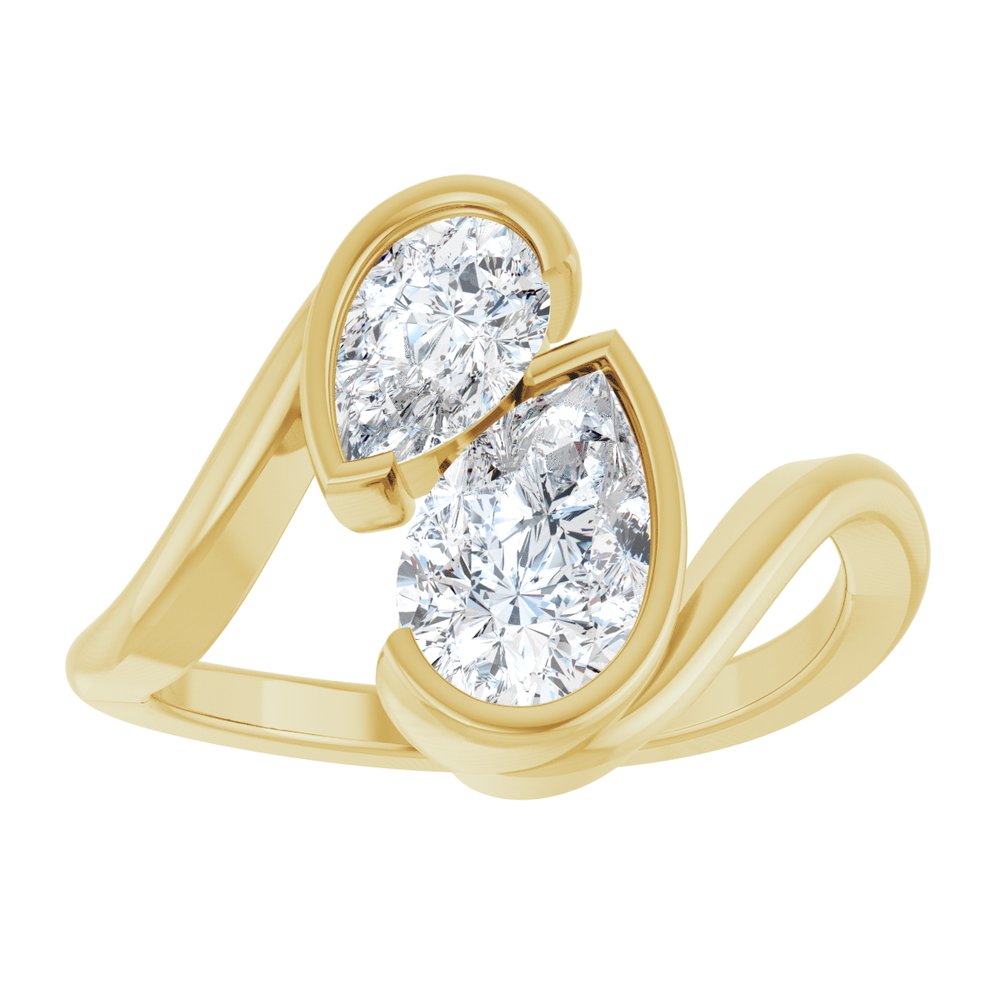 14K Yellow Gold 1 1/2 CTW Lab-Grown Diamond Two-Stone Engagement Ring