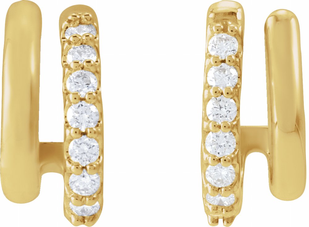 14K Yellow Gold 1/5 CTW Lab-Grown Diamond Stacked 11.7 mm Double J-Hoop Earrings