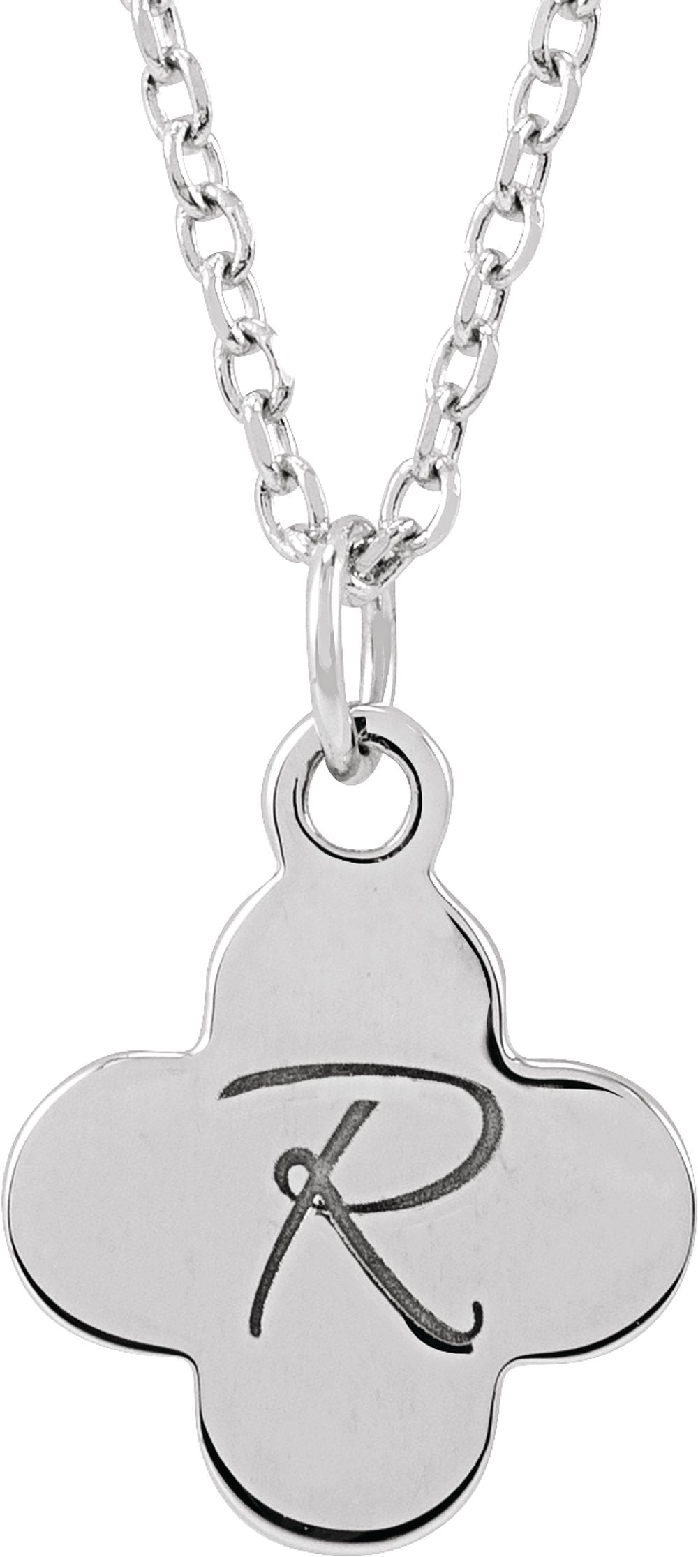 Sterling Silver Engravable Clover 16-18" Necklace