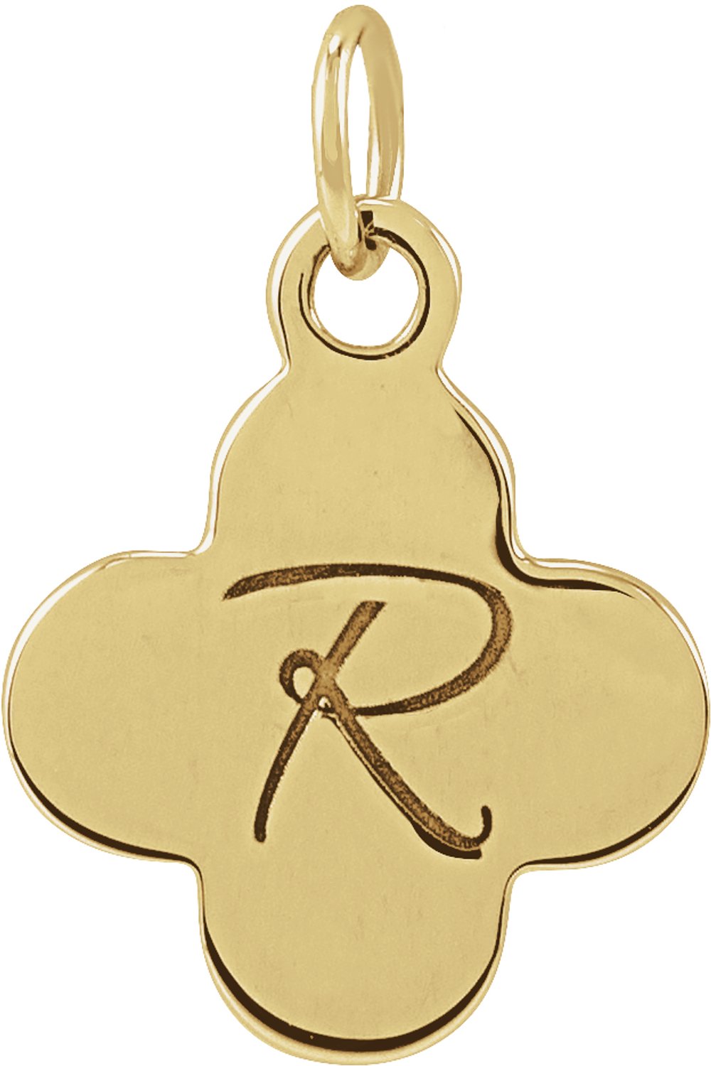 14K Yellow Gold Engravable Clover Pendant