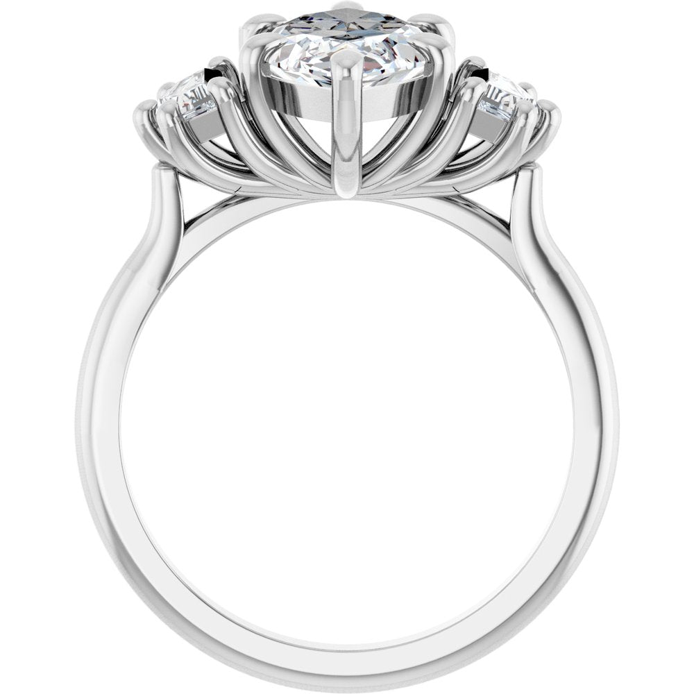 14K White Gold 2 9/10 CTW Lab-Grown Diamond Three-Stone Engagement Ring