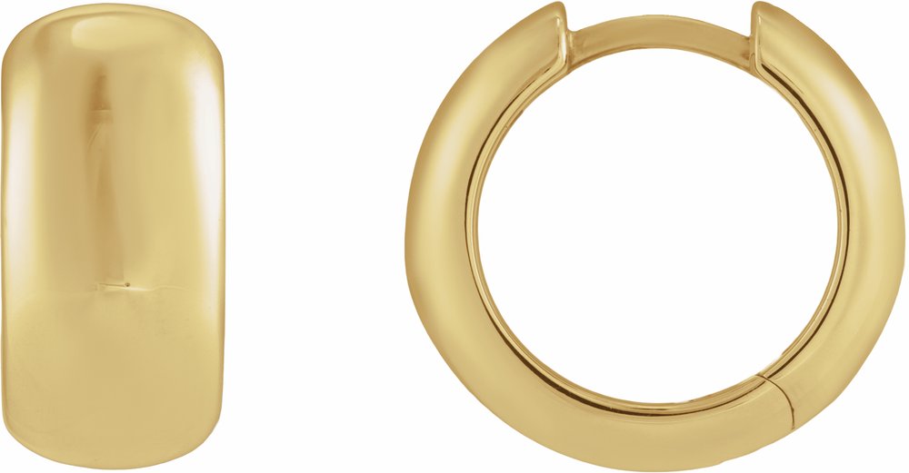 14K Yellow Gold Hinged 15 mm Hoop Earrings