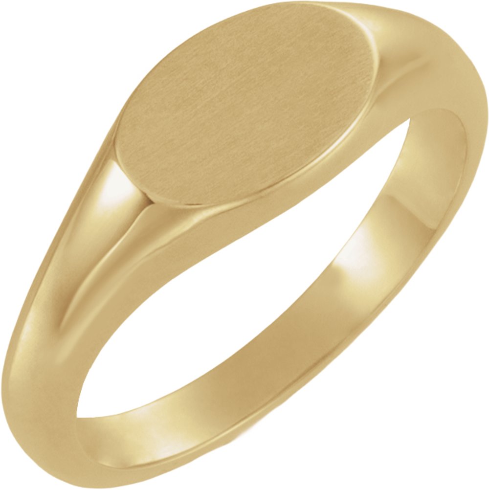 14K Yellow Gold 10x7 mm Oval Signet Ring