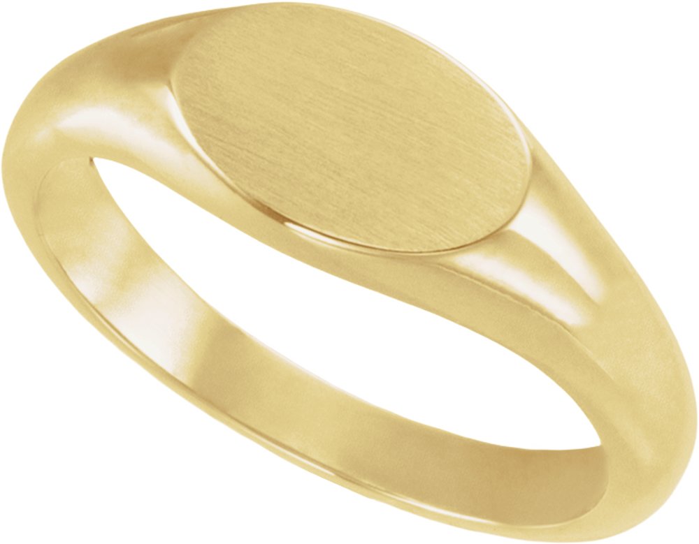 14K Yellow Gold 10x7 mm Oval Signet Ring