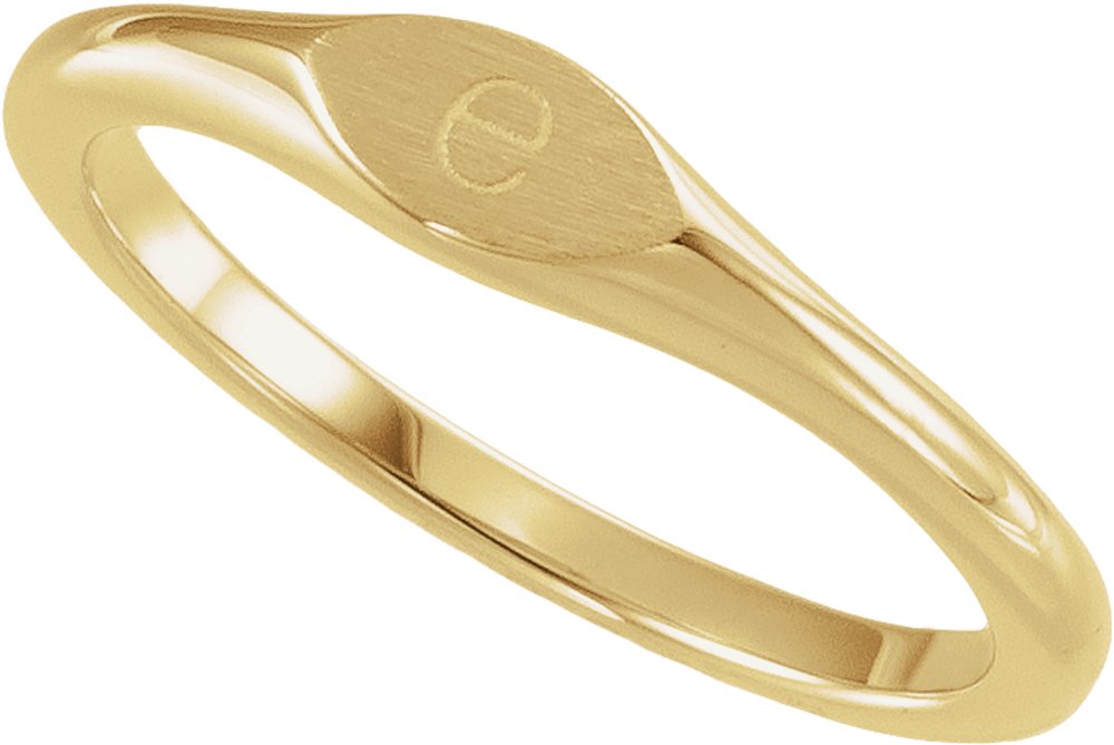 14K Yellow Gold Oval Signet Ring