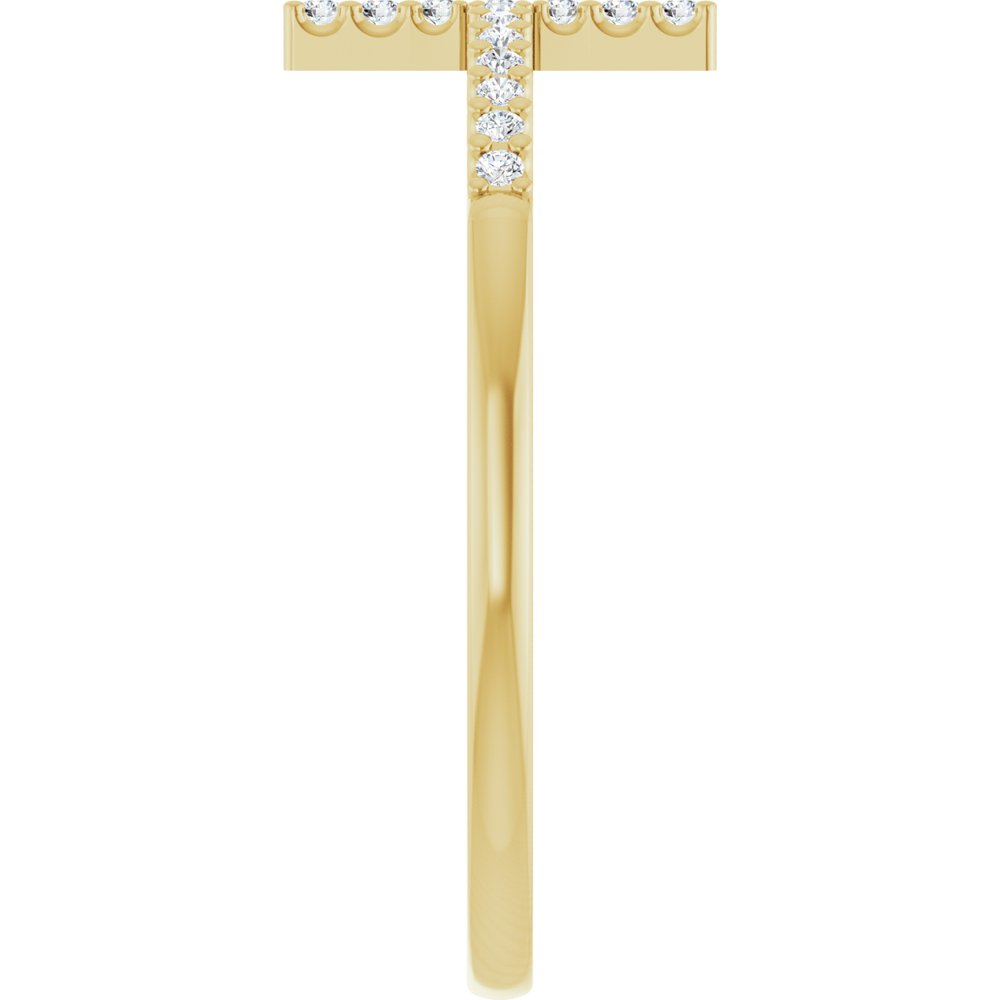 14K Yellow .08 CTW Lab-Grown Diamond Sideways Cross Ring