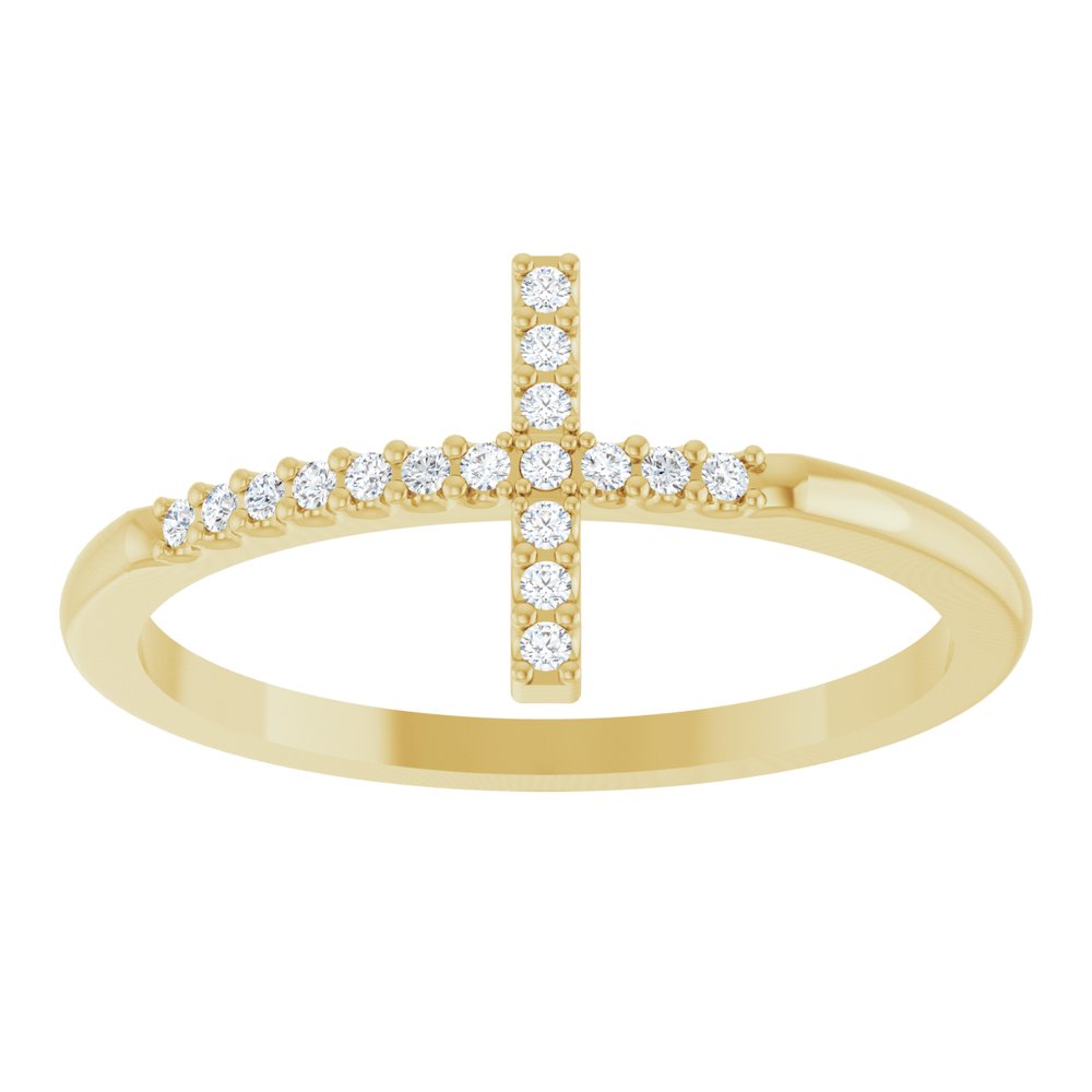 14K Yellow Gold .08 CTW Lab-Grown Diamond Sideways Cross Ring