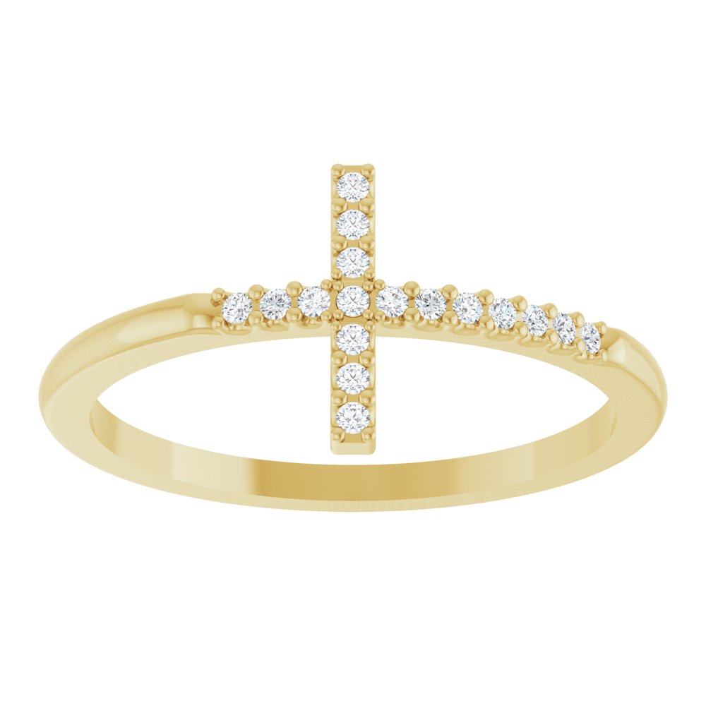14K Yellow .08 CTW Lab-Grown Diamond Sideways Cross Ring