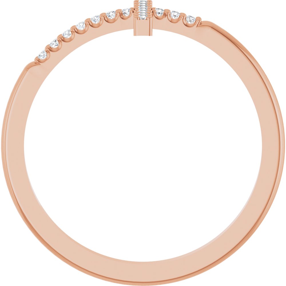 14K Rose Gold .07 CTW Natural Diamond Sideways Cross Ring