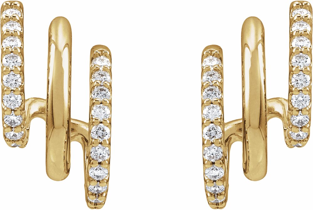 14K Yellow Gold 1/3 CTW Lab-Grown Diamond Stacked 15.2 mm Triple J-Hoop Earrings