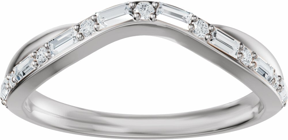 14K White Gold 1/2 CTW Natural Diamond Contour Band