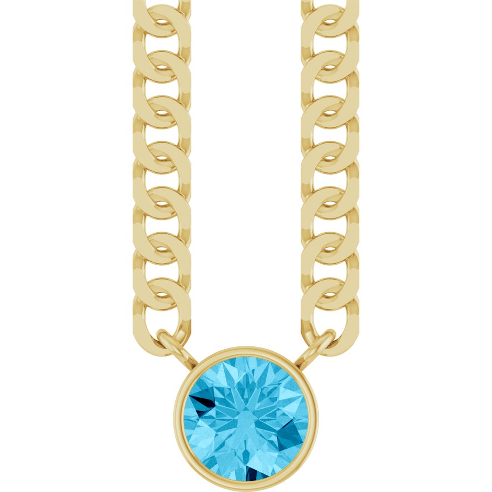 14K Yellow Gold Natural Aquamarine 16" Necklace