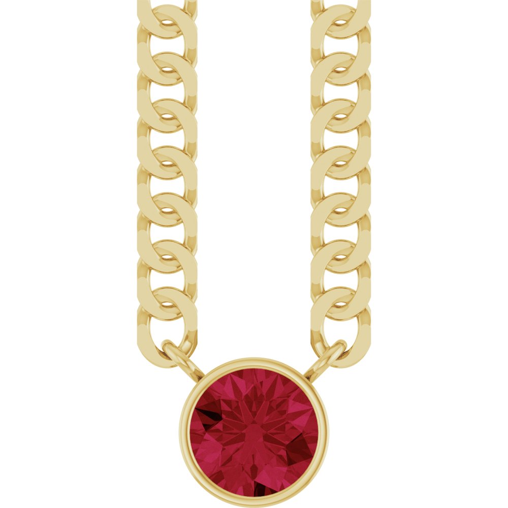 14K Yellow Gold Lab-Grown Ruby 16" Necklace