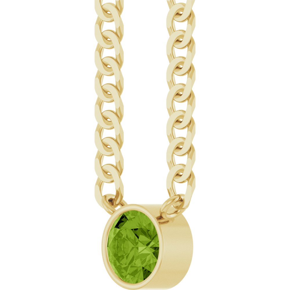14K Yellow Gold Natural Peridot 16" Necklace