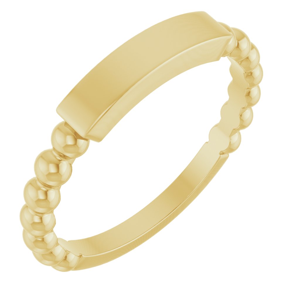 14K Yellow Gold 2.5 mm Engravable Beaded Ring