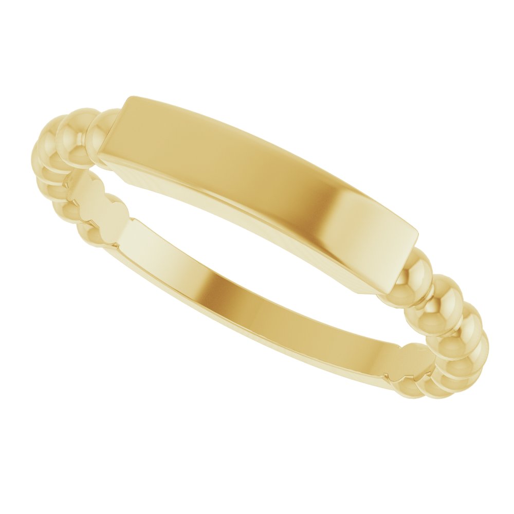 10K Yellow Gold 2.5 mm Engravable Beaded Ring