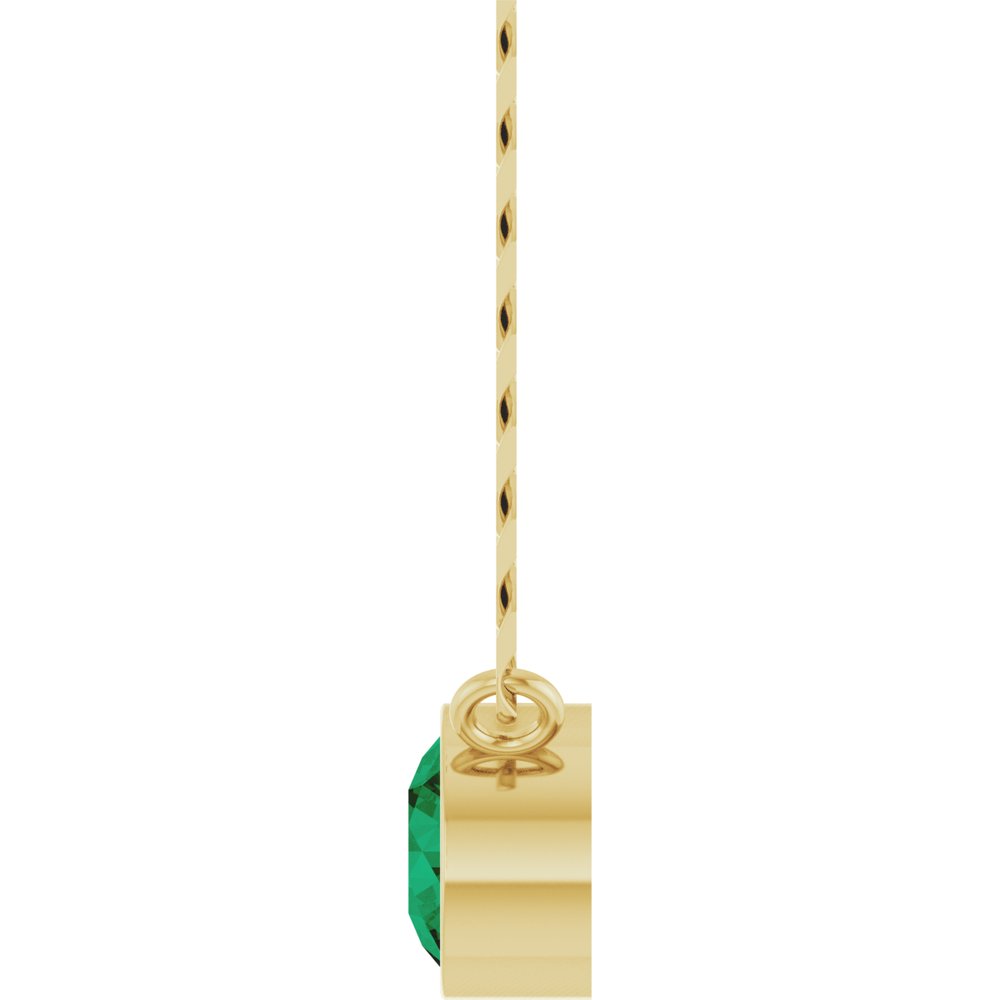 14K Yellow Gold Lab-Grown Emerald 16" Necklace
