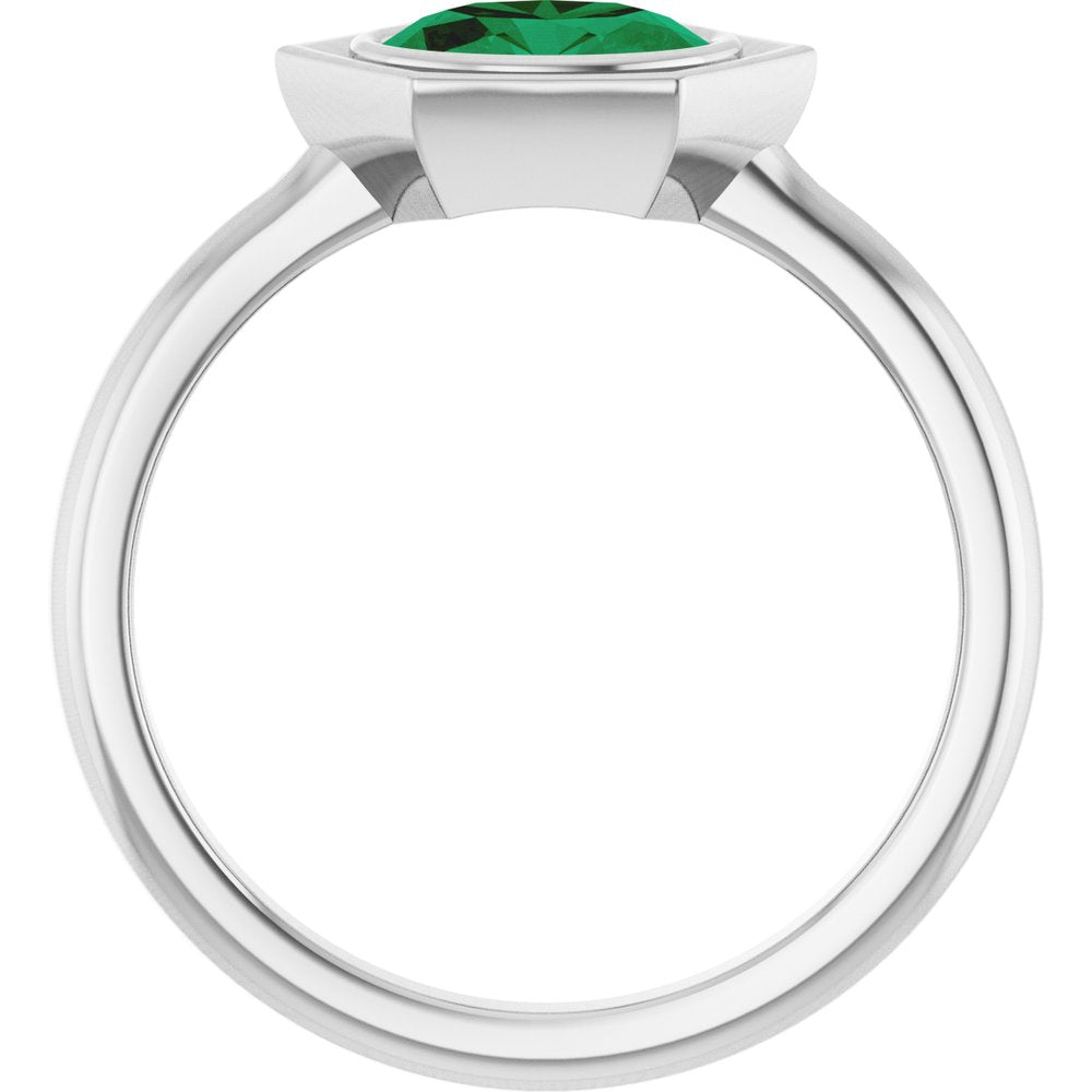 Sterling Silver Lab-Grown Emerald Ring